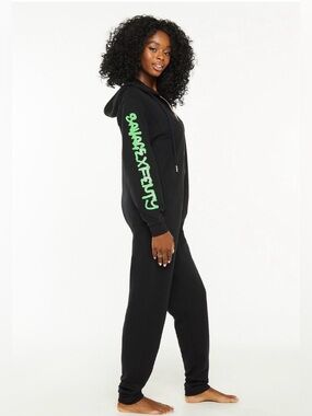 Fenty Savage X Black Hooded Unisex Jumpsuit with Green Sleeve Graphic